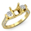 Round Diamond Three Stone Engagement Ring Prong Setting 18k Yellow Gold SemiMount 1Ct - javda.com 