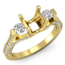 Round Diamond Three Stone Engagement Ring Prong Setting 18k Gold Yellow SemiMount  (1Ct. tw.)