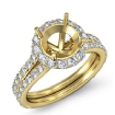 1.3Ct Diamond Engagement Ring Round Semi Mount Halo Pave Setting 14k Yellow Gold - javda.com 