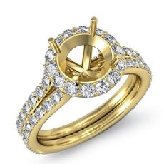 Diamond Engagement Ring Round Semi Mount Halo Pave Setting 18k Gold Yellow (1.3Ct. tw.)