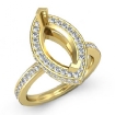 0.9Ct Diamond Engagement Marquise Semi Mount Ring 14k Yellow Gold Halo Setting - javda.com 