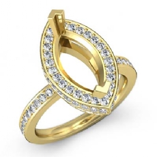 Diamond Engagement Marquise Semi Mount Ring 14k Gold Yellow Halo Setting (0.9Ct. tw.)