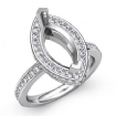 0.87Ct Diamond Engagement Marquise Semi Mount Ring Platinum 950 Halo Setting - javda.com 