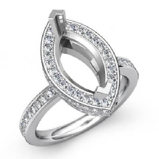 0.90Ct Diamond Engagement Marquise Semi Mount Ring 14k White Gold Halo Setting