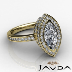 Pave Setting Side Halo diamond Ring 14k Gold Yellow