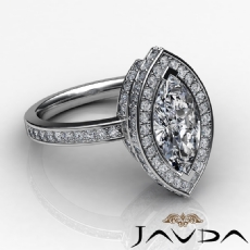 Pave Setting Side Halo diamond Ring 14k Gold White
