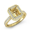 0.89Ct Halo Pave Setting Diamond Engagement Ring Emerald Semi Mount 18k Yellow Gold - javda.com 