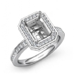 0.89Ct Halo Pave Setting Diamond Engagement Ring Emerald Semi Mount 18k White Gold - javda.com 