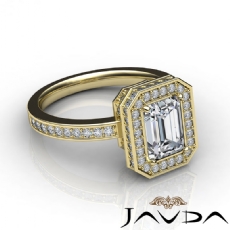 Circa Basket Halo Pave Set diamond Ring 14k Gold Yellow