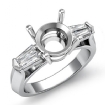 Baguette Round Diamond 3 Stone Engagement Ring Setting Platinum 950 0.5Ct - javda.com 
