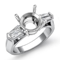 Baguette Round Diamond 3 Stone Engagement Ring Setting 14k Gold 1/2Ct