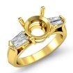 Baguette Round Diamond 3 Stone Engagement Ring Setting 14k Yellow Gold 0.5Ct - javda.com 
