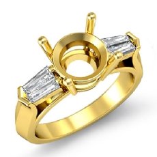 Baguette Round Diamond 3 Stone Engagement Ring Setting 14k Gold Yellow  (0.5Ct. tw.)