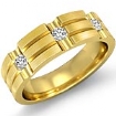3Stone Bezel Diamond 7mm Solid Ring Men Half Wedding Band 18k Gold Yellow 0.25Ct
