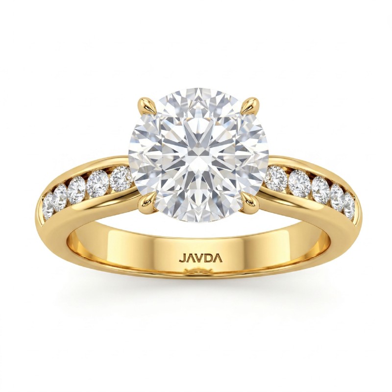 Pinched Shank 4 Prong Peg Head diamond Ring 14k Gold Yellow