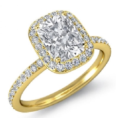 Eternity Basket Halo Pave Set diamond Ring 18k Gold Yellow