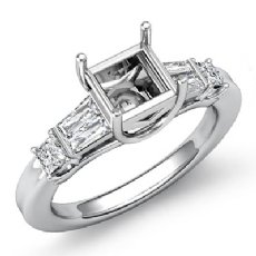 Princess Diamond 3 Stone Engagement Setting Ring 14k White Gold 1/2Ct