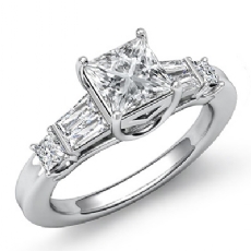 Baguette Classic 3 Stone diamond Ring 14k Gold White