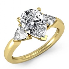 Triangle Three Stone diamond Ring 14k Gold Yellow
