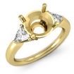 Three Stone Diamond Engagement Trillion Round Semi Mount Ring 18k Yellow Gold 0.55Ct - javda.com 