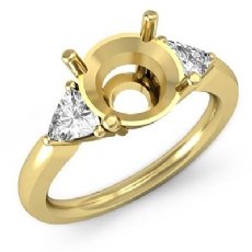 Three Stone Diamond Engagement Trillion Round Semi Mount Ring 14k Gold Yellow  (0.55Ct. tw.)