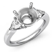 Three Stone Diamond Engagement Trillion Round Semi Mount Ring 14k White Gold 0.55Ct - javda.com 