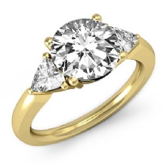 Triangle Three Stone diamond Ring 14k Gold Yellow