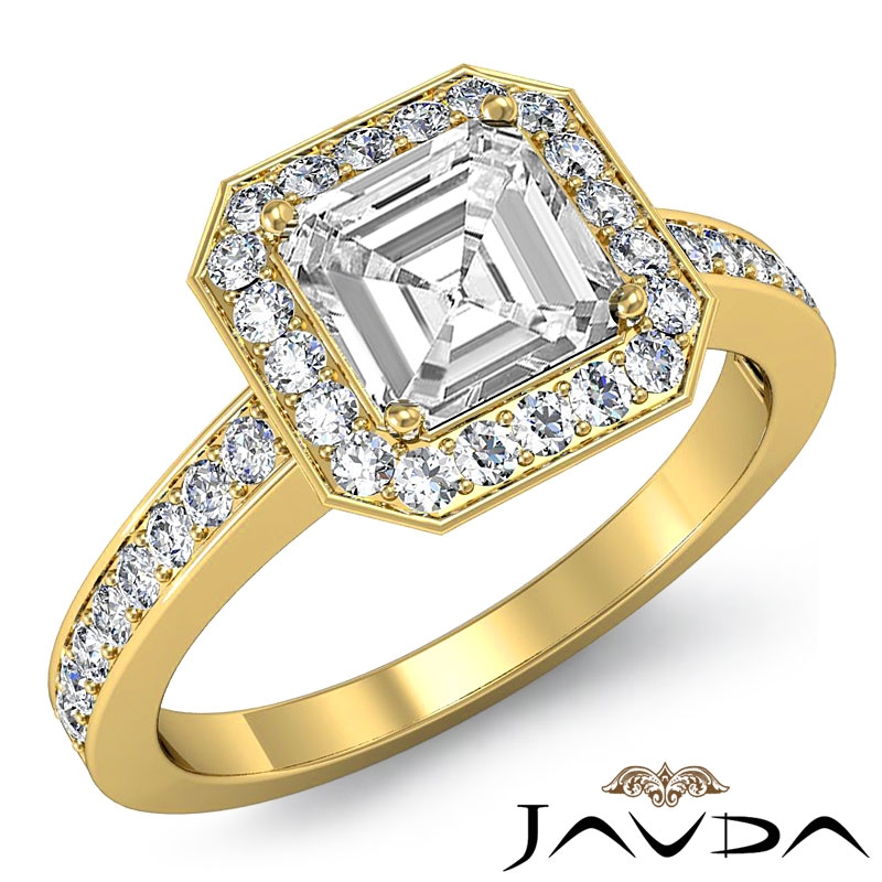 Halo Pave Set Filigree Basket diamond Ring 14k Gold Yellow