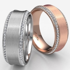 Matte Concave Round Diamond Eternity Men's Wedding Band 14k Rose Gold  (0.75Ct. tw.)