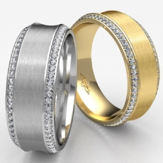 Matte Concave Round Diamond Eternity Men's Wedding Band 14k White Gold 0.75Ct