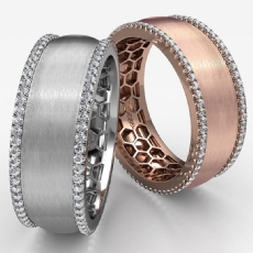 Honeycomb Dome Matte Round Diamond Men's Eternity Wedding Band 14k Rose Gold  (0.75Ct. tw.)