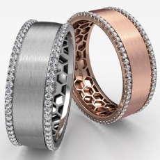 Matte Honeycomb Round Diamond Eternity Men's Wedding Band 14k Rose Gold  (0.75Ct. tw.)