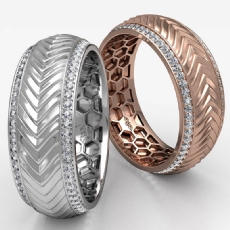 Harvest Pattern Round Diamond Eternity Men's Wedding Band 14k Rose Gold  (0.75Ct. tw.)