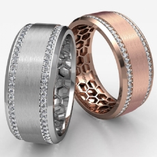 Matte Bevel Edge Round Diamond Eternity Men's Wedding Band 14k Rose Gold  (0.75Ct. tw.)