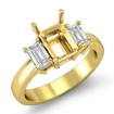 3 Stone Diamond Engagement Emerald Semi Mount Ring 18k Yellow Gold 0.5Ct - javda.com 
