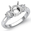 Diamond 3 Stone Engagement Ring 14k White Gold Round Semi Mount 0.3Ct - javda.com 