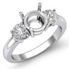 Diamond 3 Stone Engagement Ring 14k White Gold Round Semi Mount 0.30Ct