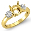 Diamond 3 Stone Engagement Ring 18k Yellow Gold Round Semi Mount 0.3Ct - javda.com 
