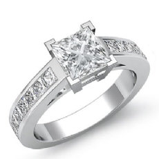 Channel Classic Sidestone diamond Ring 14k Gold White