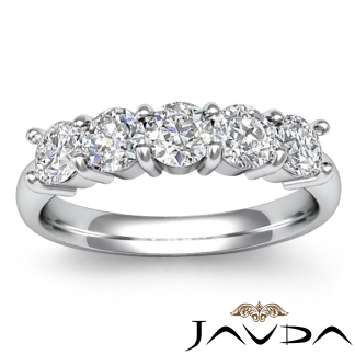 5 Stone Round Prong Diamond Women's Half Wedding Band 14k Gold White Ring 0.5Ct