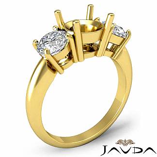 Round Diamond Semi Mount Three 3 Stone Engagement Ring 18k Gold Yellow Setting 0.75Ct