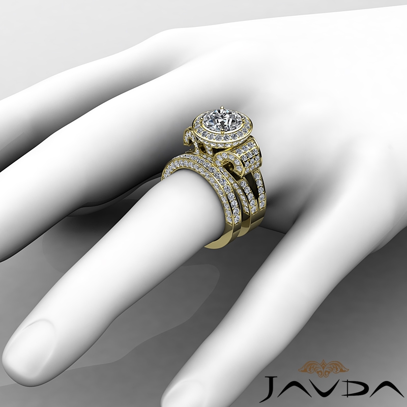 Designer Vintage Bridal Set diamond Ring 14k Gold Yellow