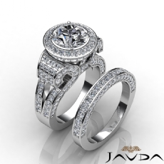 Designer Vintage Bridal Set diamond Ring 14k Gold White