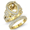 3.65Ct Diamond Engagement Ring Pear Pave Bridal Sets Semi Mount 14k Yellow Gold - javda.com 