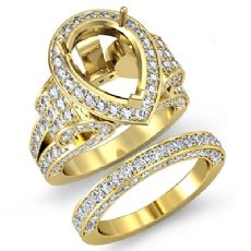 Diamond Engagement Ring Pear Pave Bridal Sets Semi Mount 18k Gold Yellow (3.65Ct. tw.)