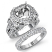 3.9Ct Diamond Engagement Ring Heart Halo Pave Setting Bridal Set 18k White Gold - javda.com 