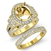 3.8Ct Diamond Engagement Semi Mount Ring Oval Pave Bridal Sets  14k Yellow Gold - javda.com 