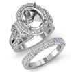 3.8Ct Diamond Engagement Semi Mount Ring Oval Pave Bridal Sets  14k White Gold - javda.com 