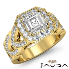 Designer Shank Halo Pave diamond Ring 18k Gold Yellow