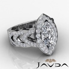 Designer Shank Halo Pave diamond  Platinum 950